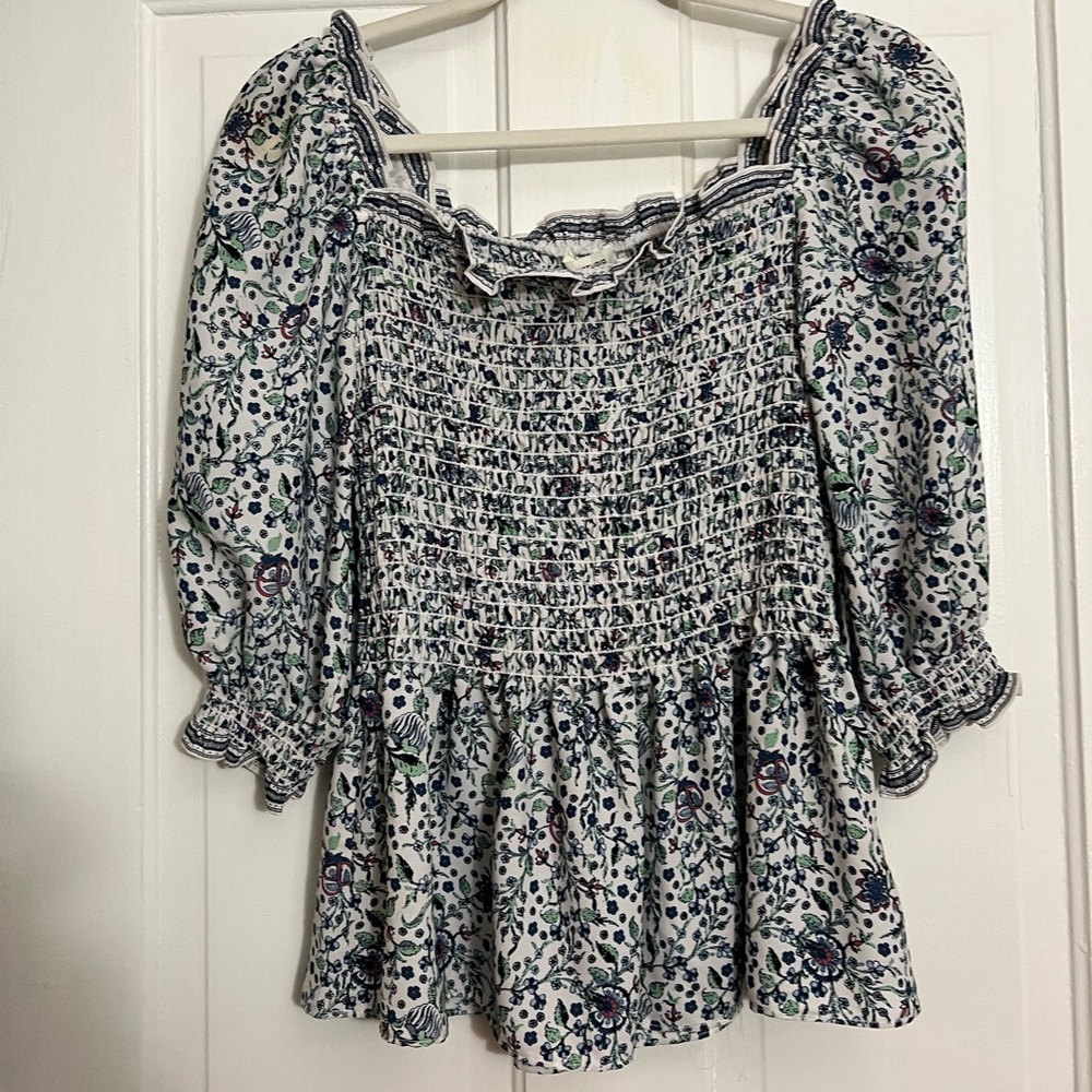 NWT Max Studio smocked elbow sleeve top, size L